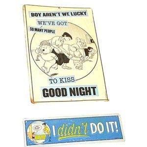 2 Family Circus Signs Bill Keene Comic Strip Cartoon Embossed Metal